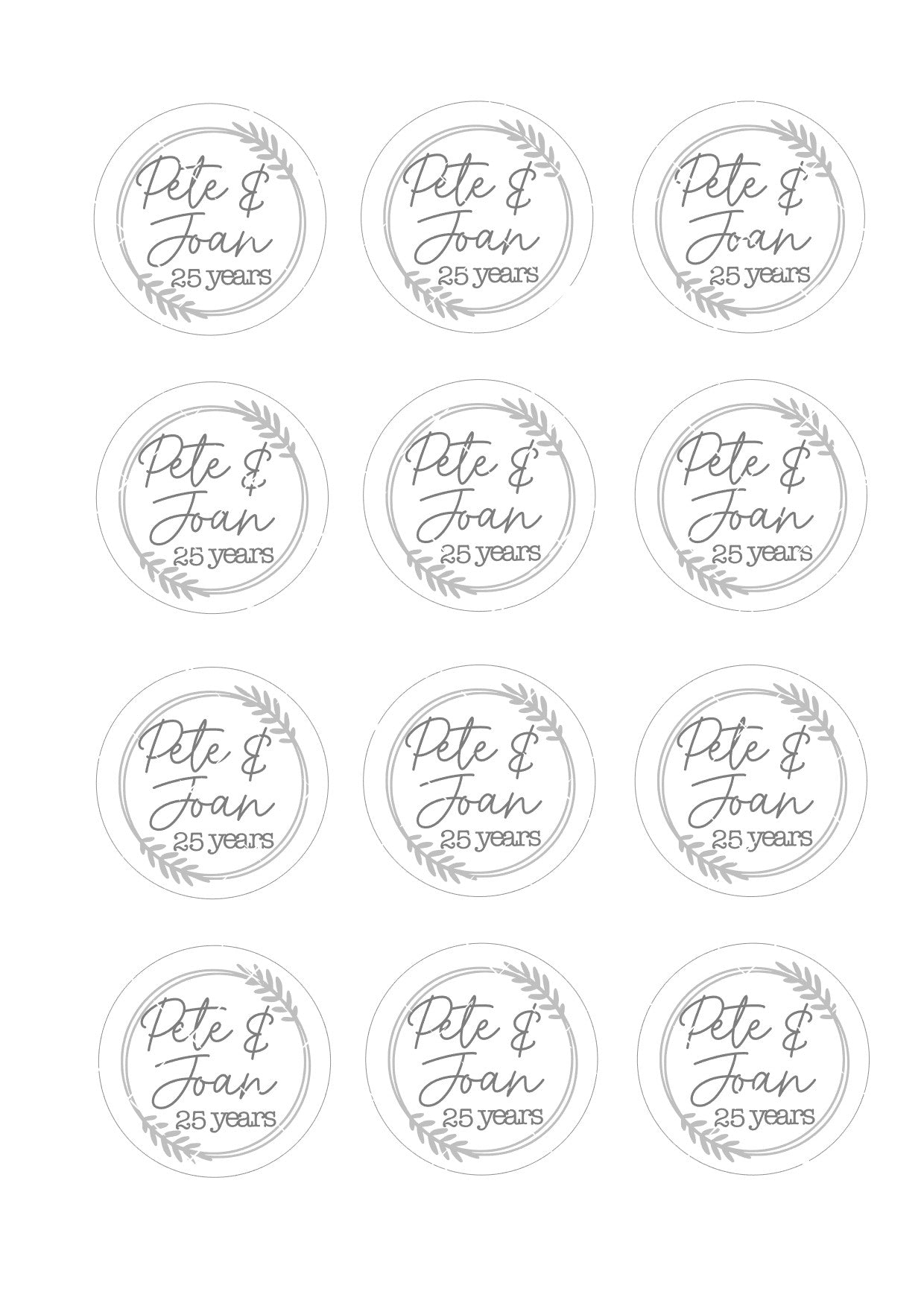 Anniversary Icing Sheet Cupcake Toppers