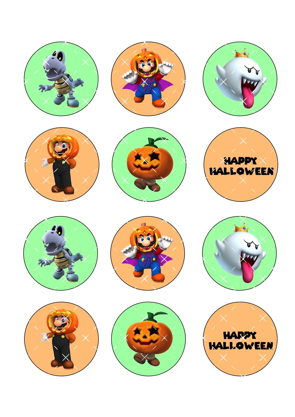 Halloween Mario Icing Sheet Cupcake Toppers