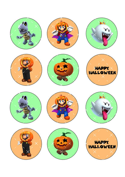 Halloween Mario Icing Sheet Cupcake Toppers