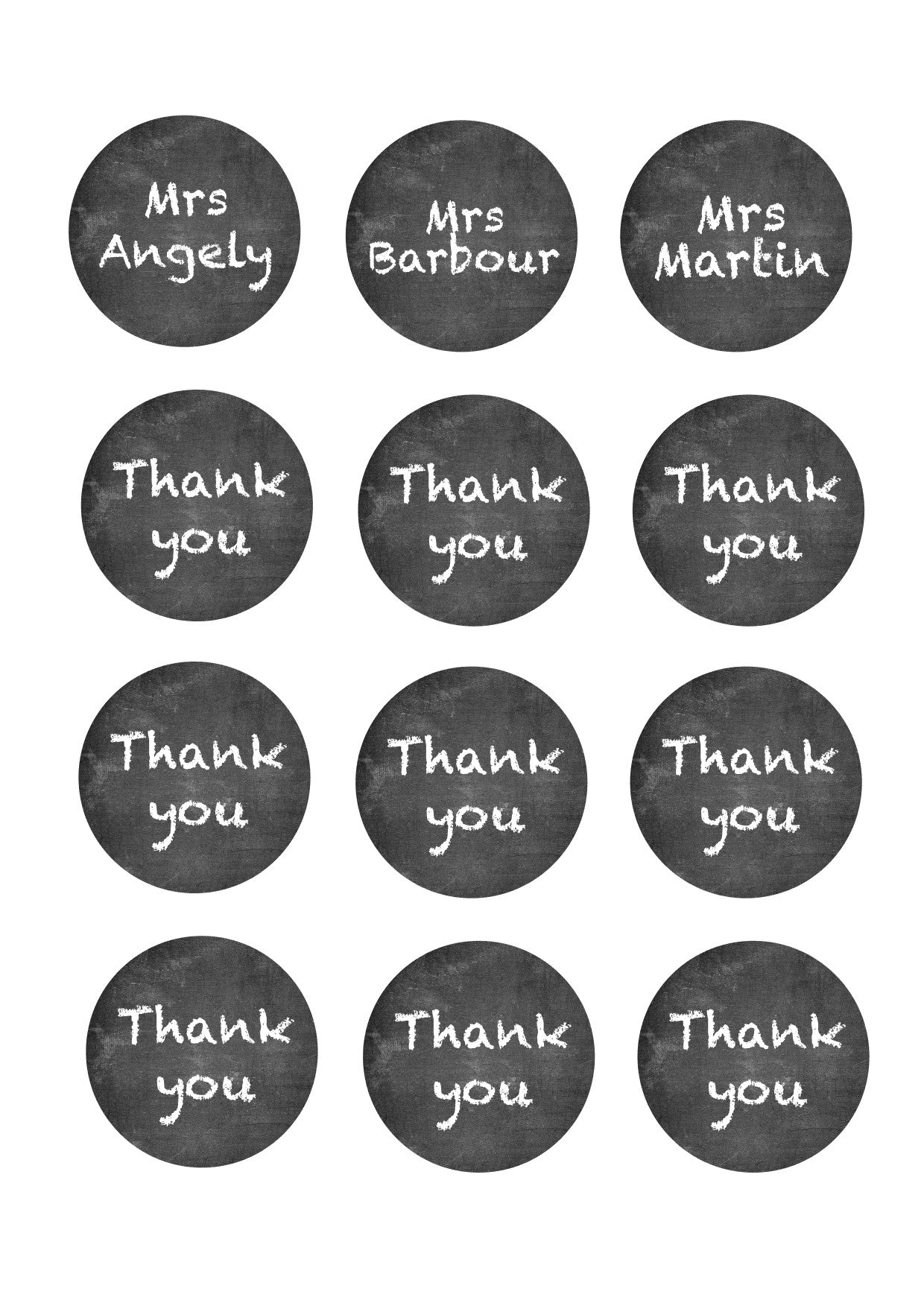 Chalk Board School Icing Sheet Cupcake Toppers