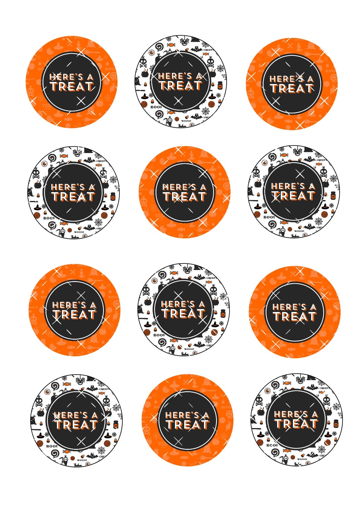 Here's a treat Halloween Icing Sheet Cupcake Toppers