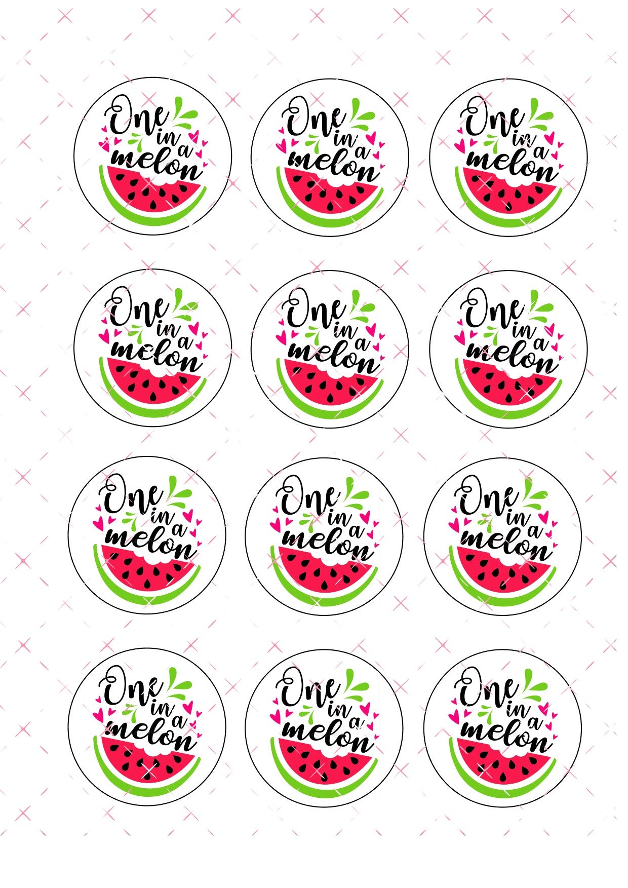 One in a melon Icing Sheet Cupcake Toppers