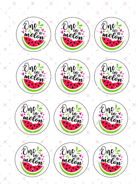 One in a melon Icing Sheet Cupcake Toppers