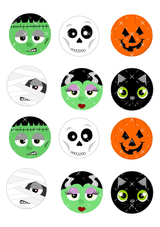 Halloween Spooky Face Icing Sheet Cupcake Toppers