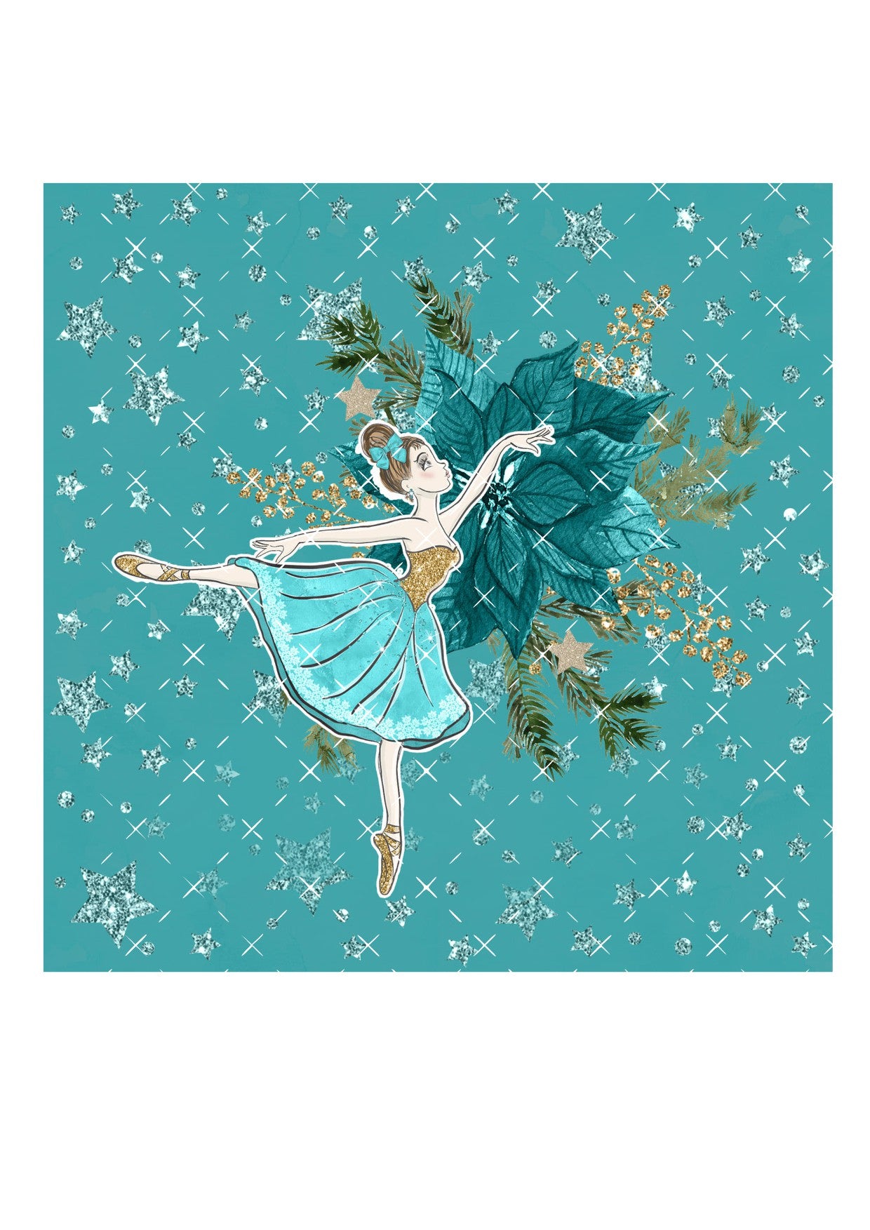 Christmas Ballerina Square Cake Topper Icing Sheet