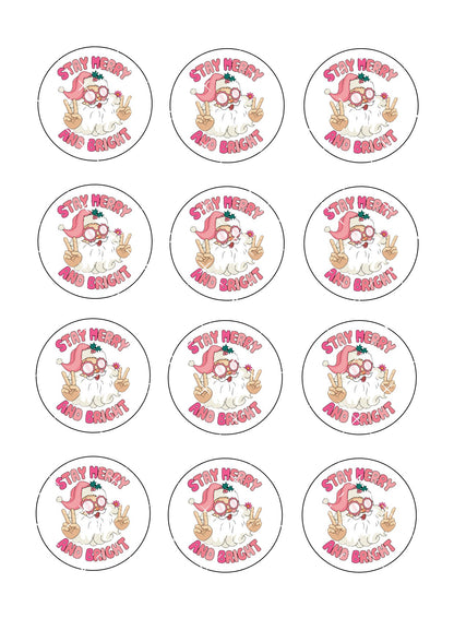 Stay Merry & Bright Icing Sheet Cupcake Toppers