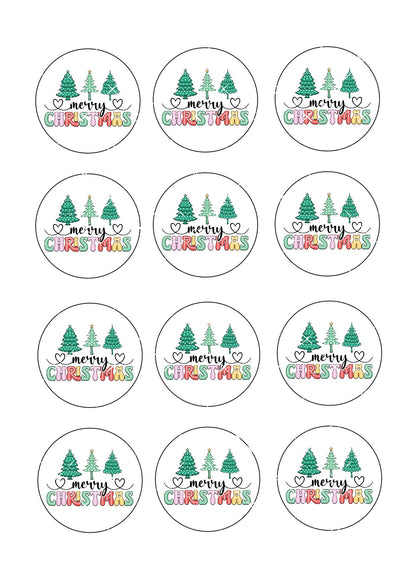 Merry Christmas #1 Icing Sheet Cupcake Toppers