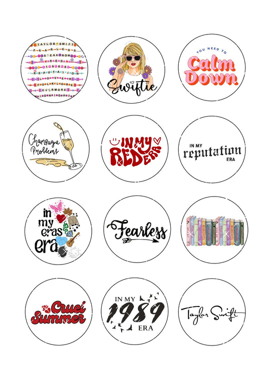 Taylor Swift Cupcake Toppers Mixed Designs Icing Sheet