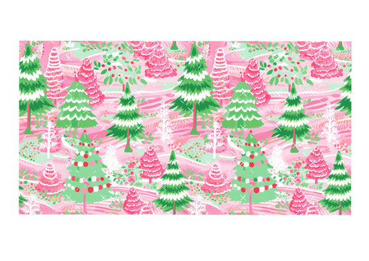 Pink Christmas Trees Icing Sheet