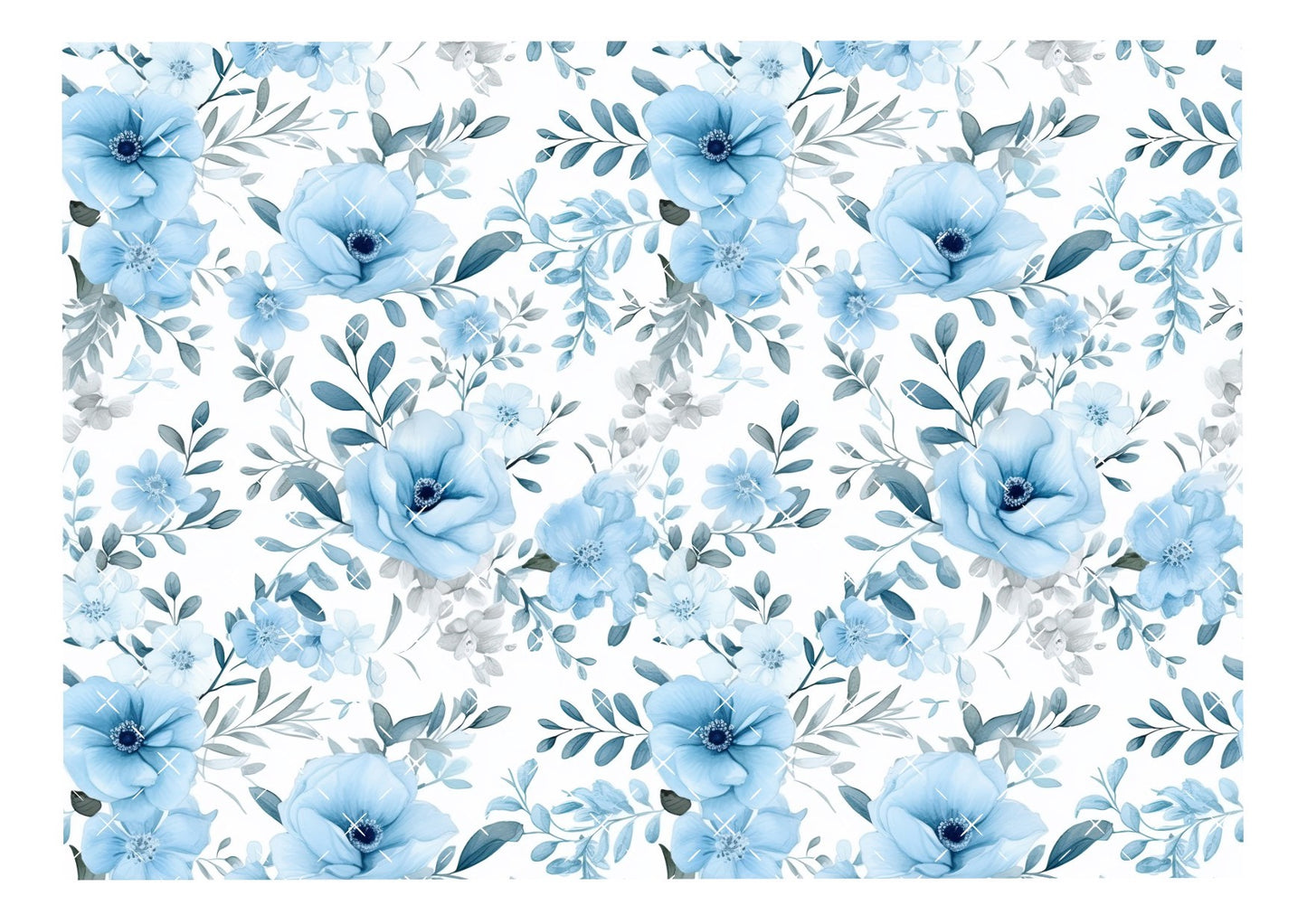 Blue Floral Icing Sheet Wrap