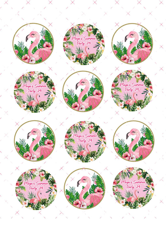 Personalised Flamingo Icing Sheet Cupcake Toppers