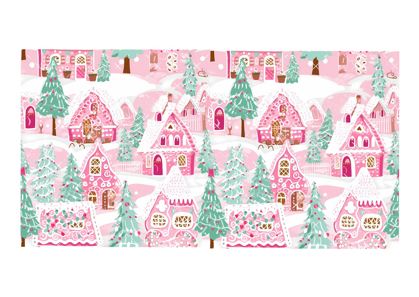 Pink Christmas Village Icing Sheet Wrap