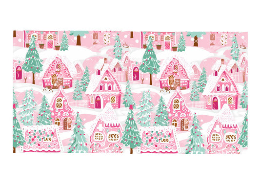 Pink Christmas Village Icing Sheet Wrap