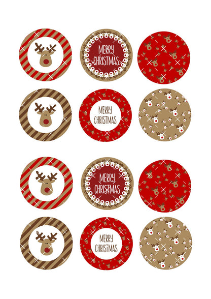 Reindeer Icing Sheet Cupcake Toppers