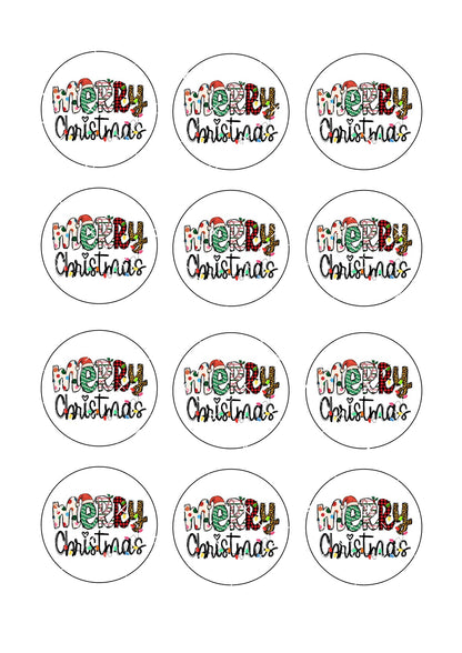 Merry Christmas #2 Icing Sheet Cupcake Toppers