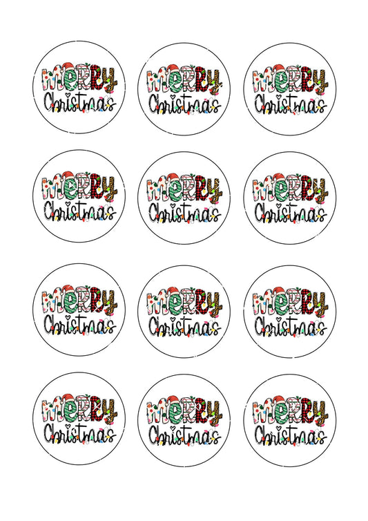 Merry Christmas #2 Icing Sheet Cupcake Toppers