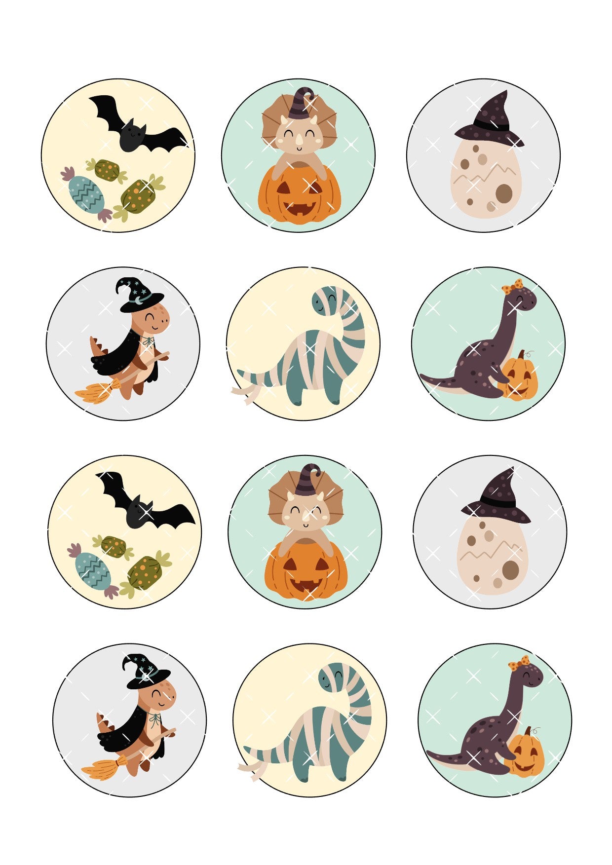 Halloween Dinosaur Cupcake Toppers Icing Sheet