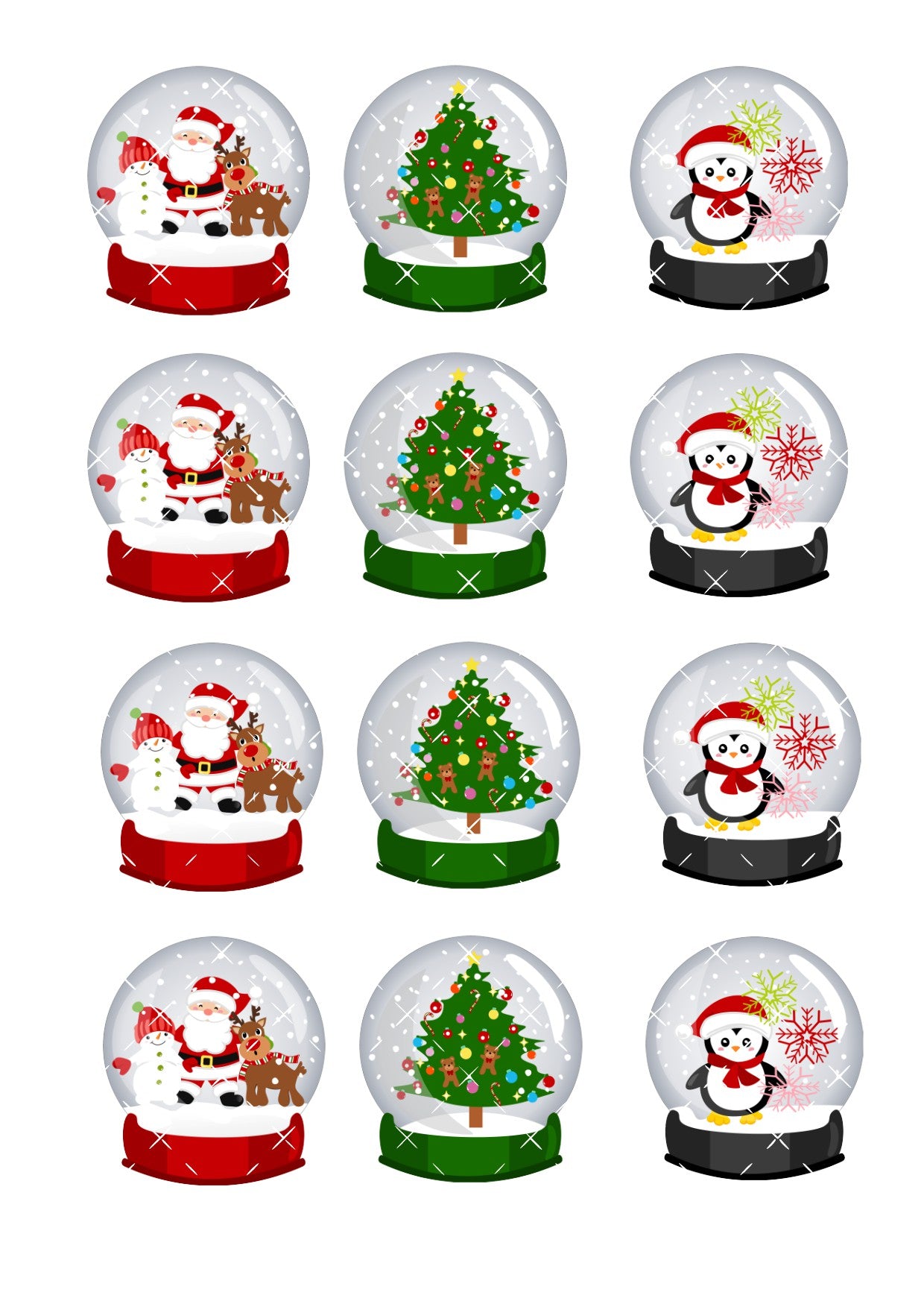 Christmas Snowglobe Icing Sheet Cupcake Toppers