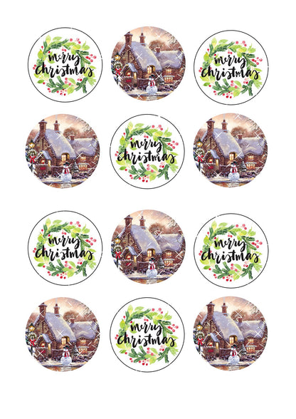 Chirstmas Icing Sheet Cupcake Toppers