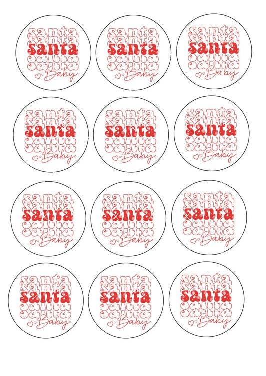 Santa Baby Icing Sheet Cupcake Toppers