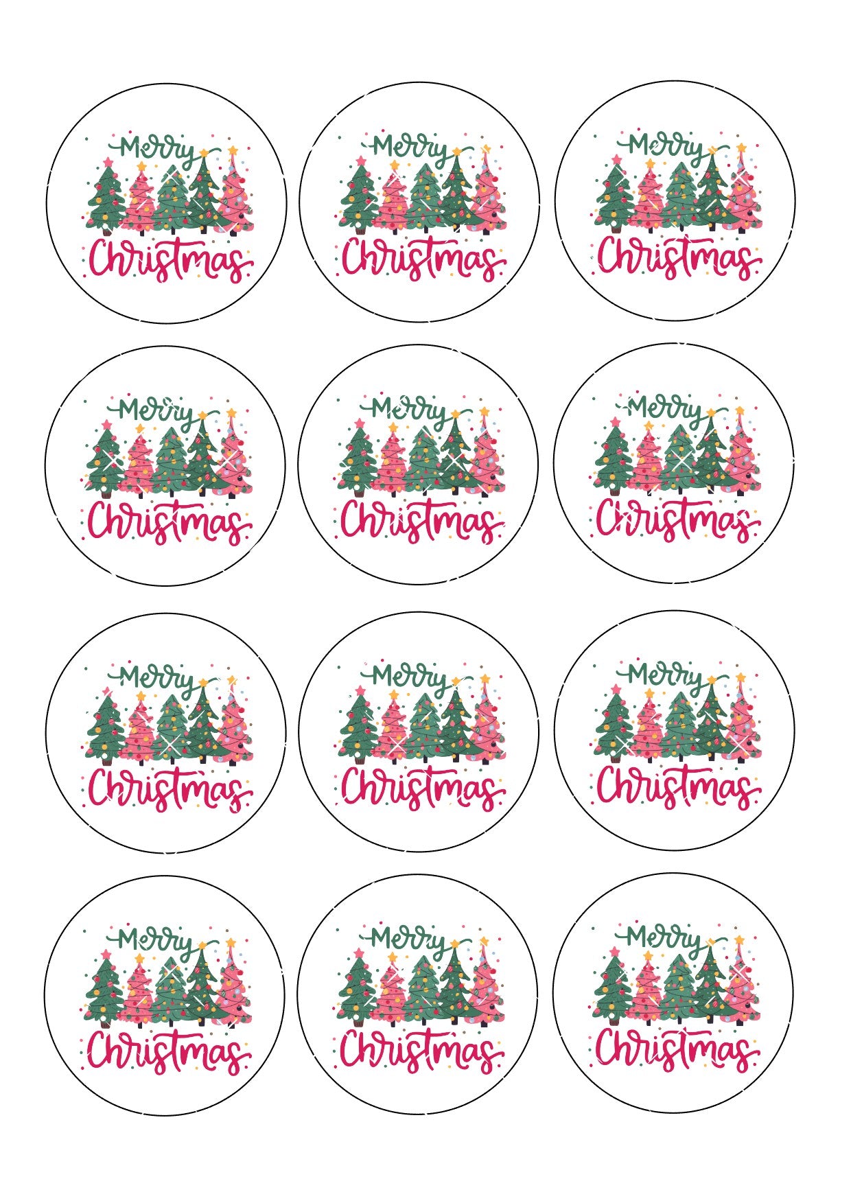 Merry Christmas #5 Icing Sheet Cupcake Toppers