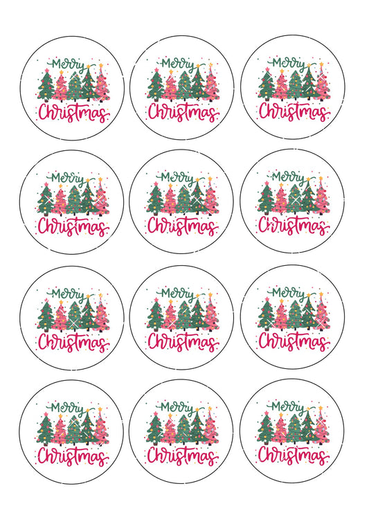 Merry Christmas #5 Icing Sheet Cupcake Toppers