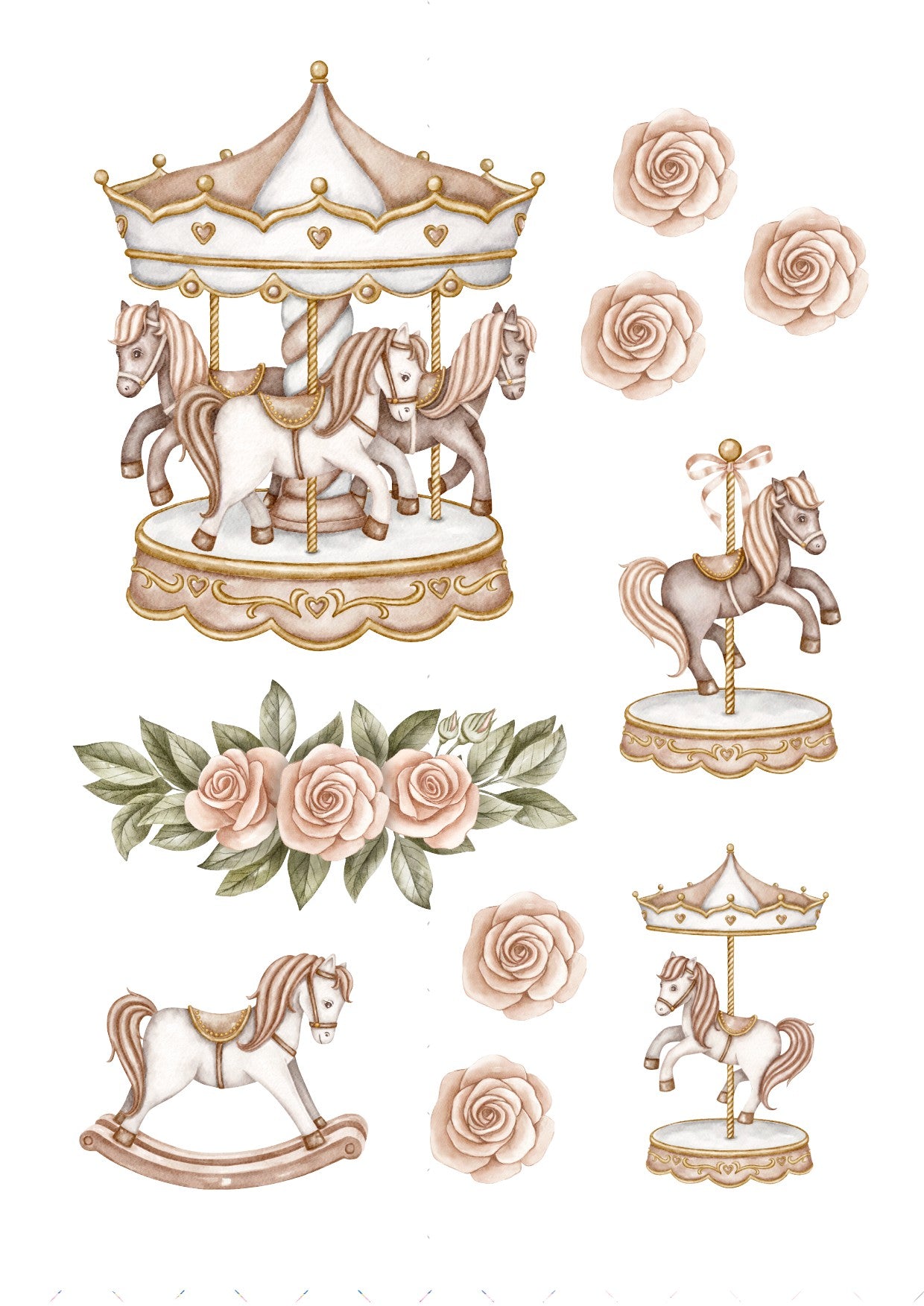 Carousel Icing Sheet Cake Decorations, Baby, Christening, Birthday