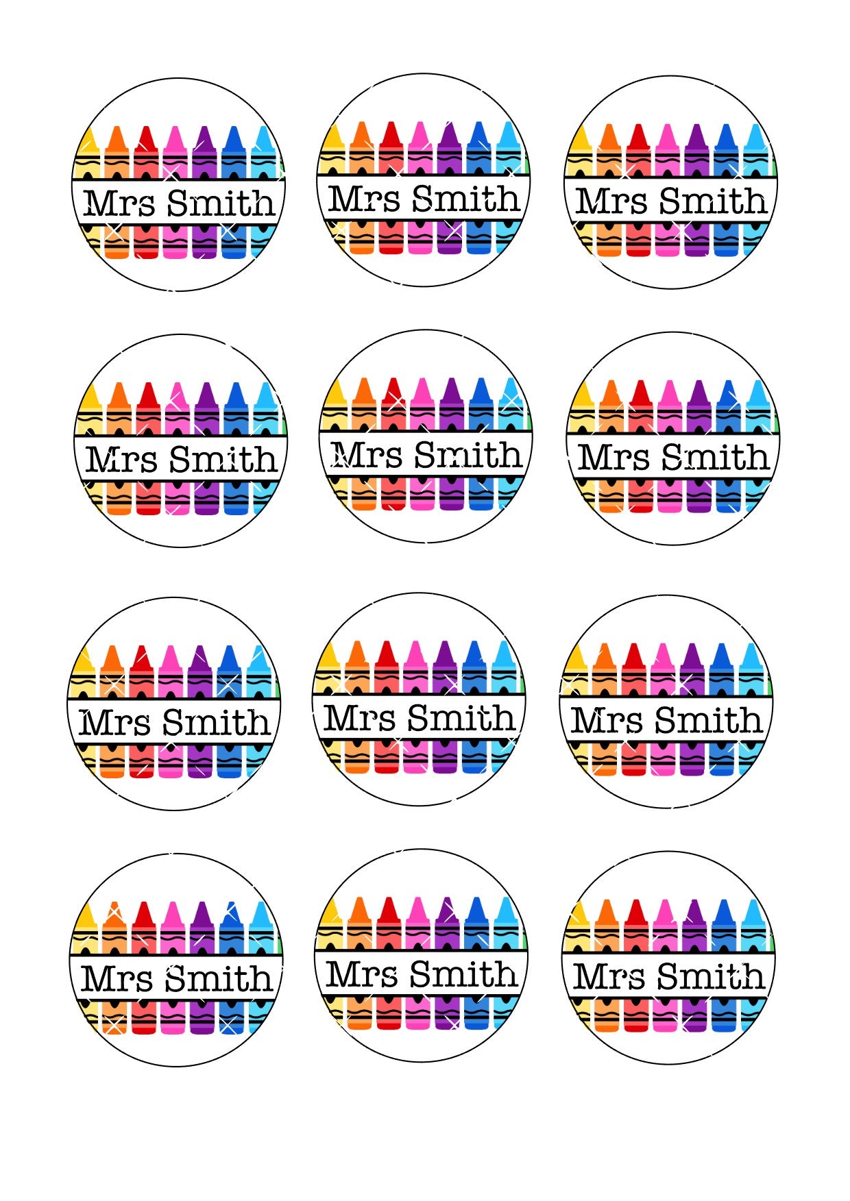 Personalised Pencil School Icing Sheet Cupcake Toppers