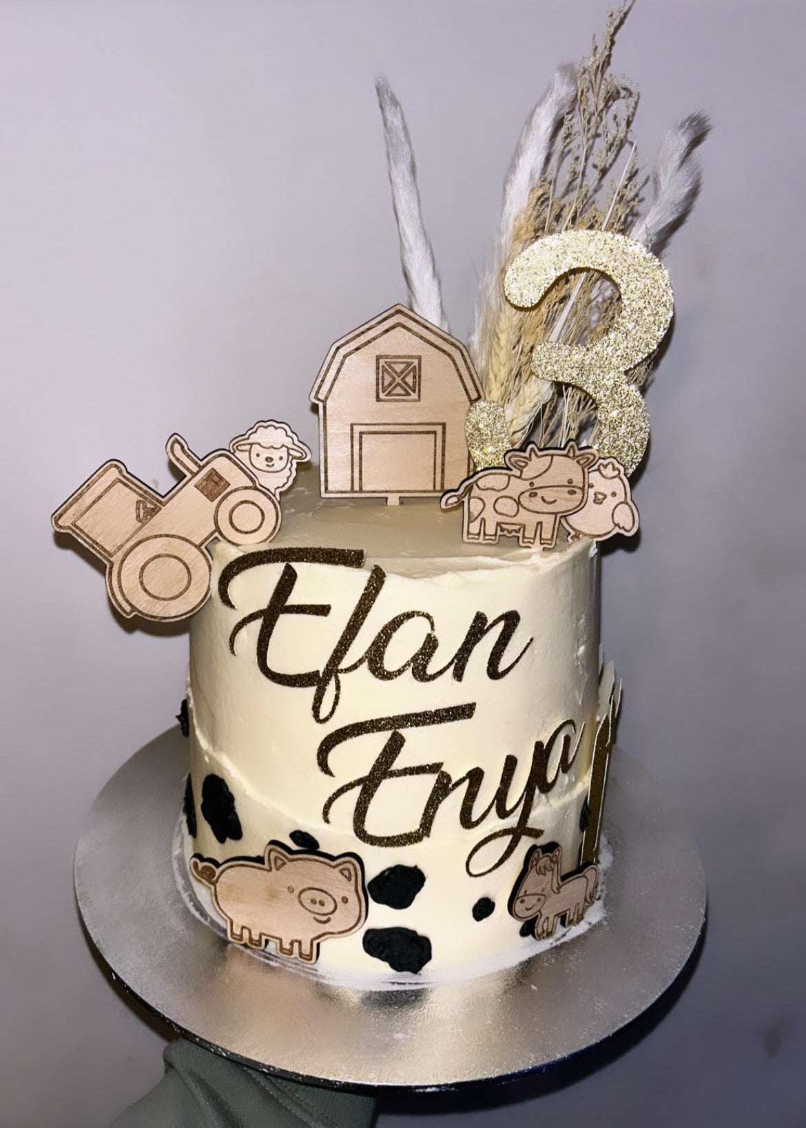 Farm Wooden Cake Topper Set