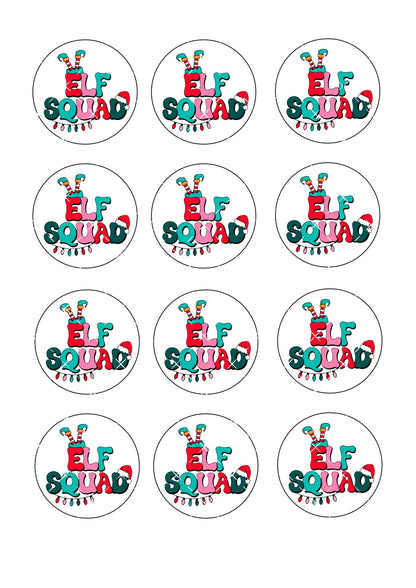 Elf Squad Icing Sheet Cupcake Toppers