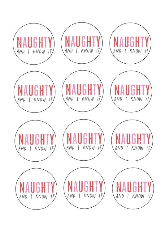 Naughty and I know it Icing Sheet Cupcake Toppers