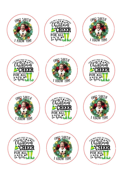 Elf #2 Christmas Icing Sheet Cupcake Toppers