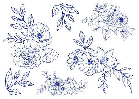 Navy Fine Line Floral Icing Sheet Wrap