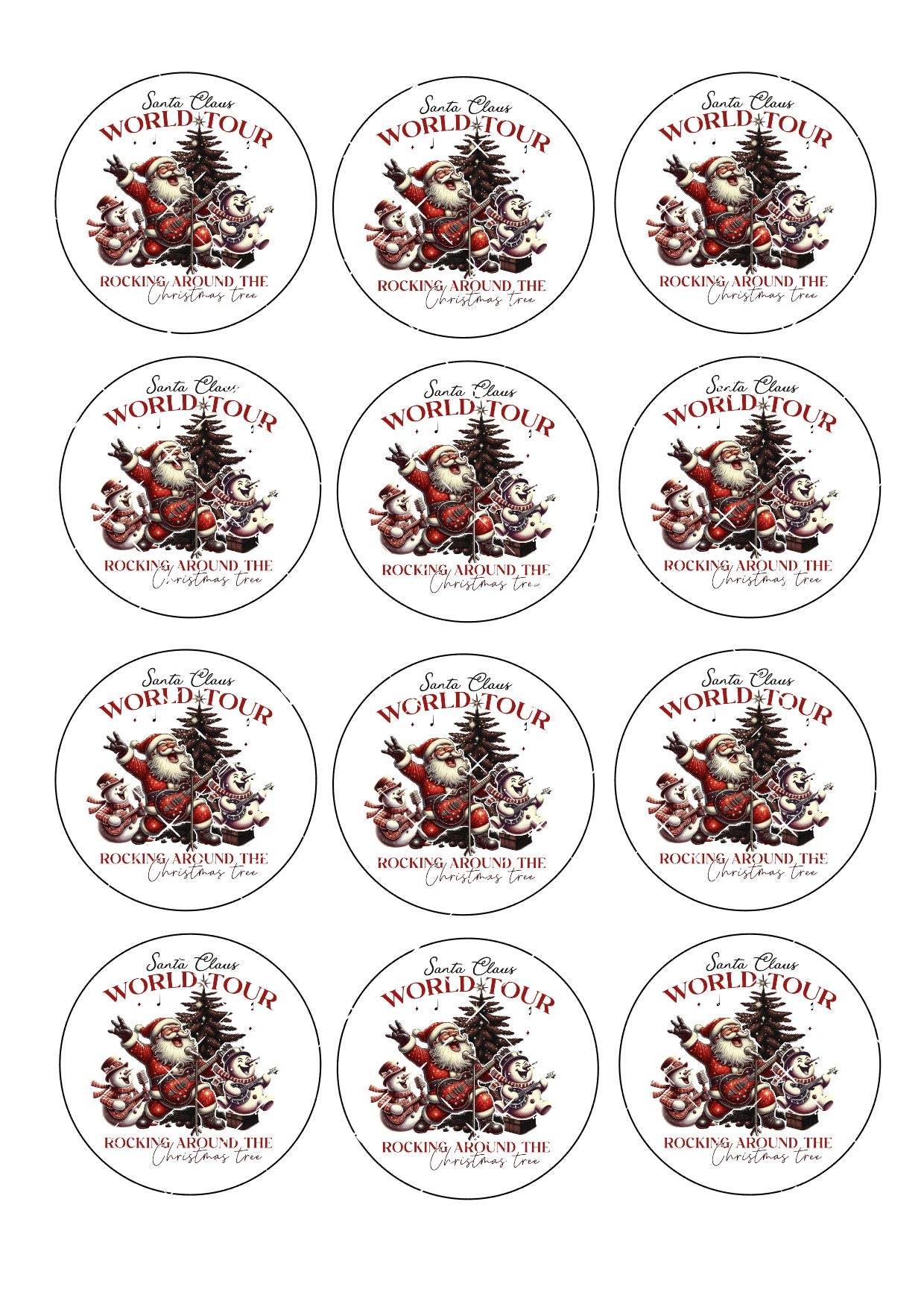 Santa Claus World Tour Icing Sheet Cupcake Toppers