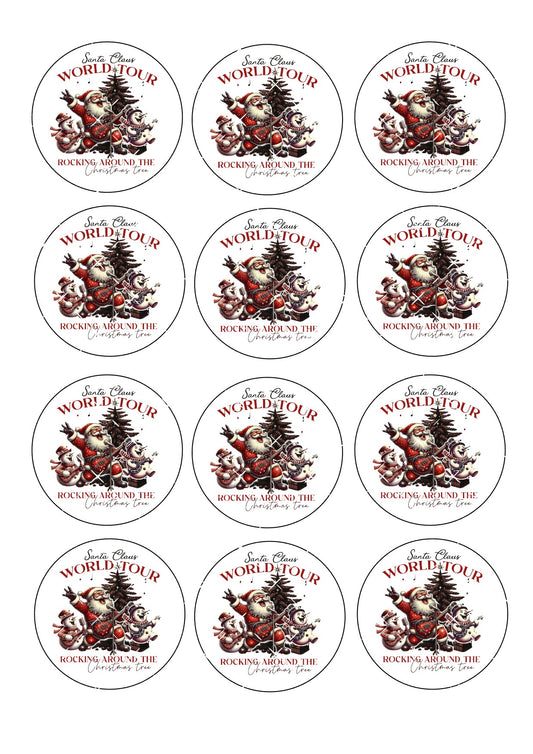 Santa Claus World Tour Icing Sheet Cupcake Toppers