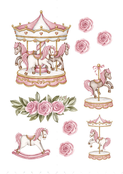 Carousel Icing Sheet Cake Decorations, Baby, Christening, Birthday